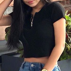 Brandy Melville Black Half ZIP Top